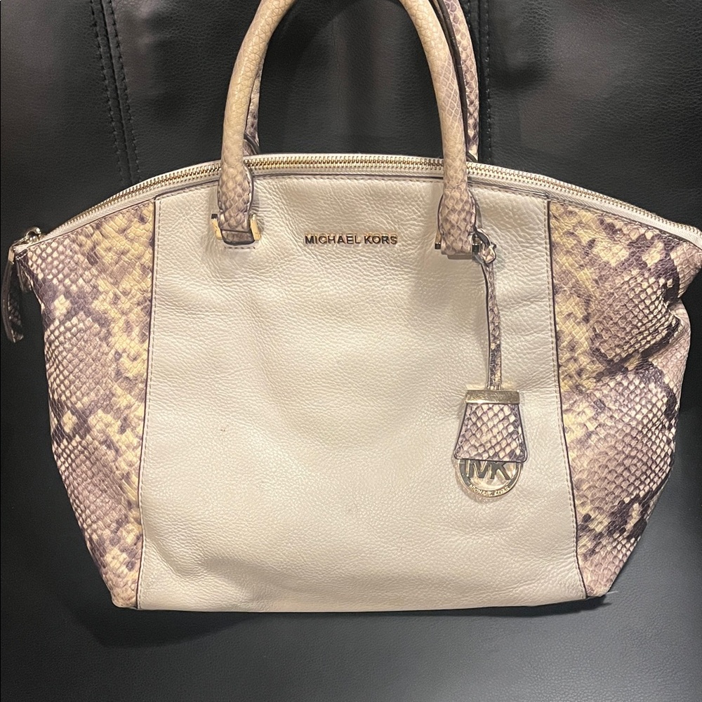 Michael Kors Cream and Brown Satchel - Picture 15 of 15